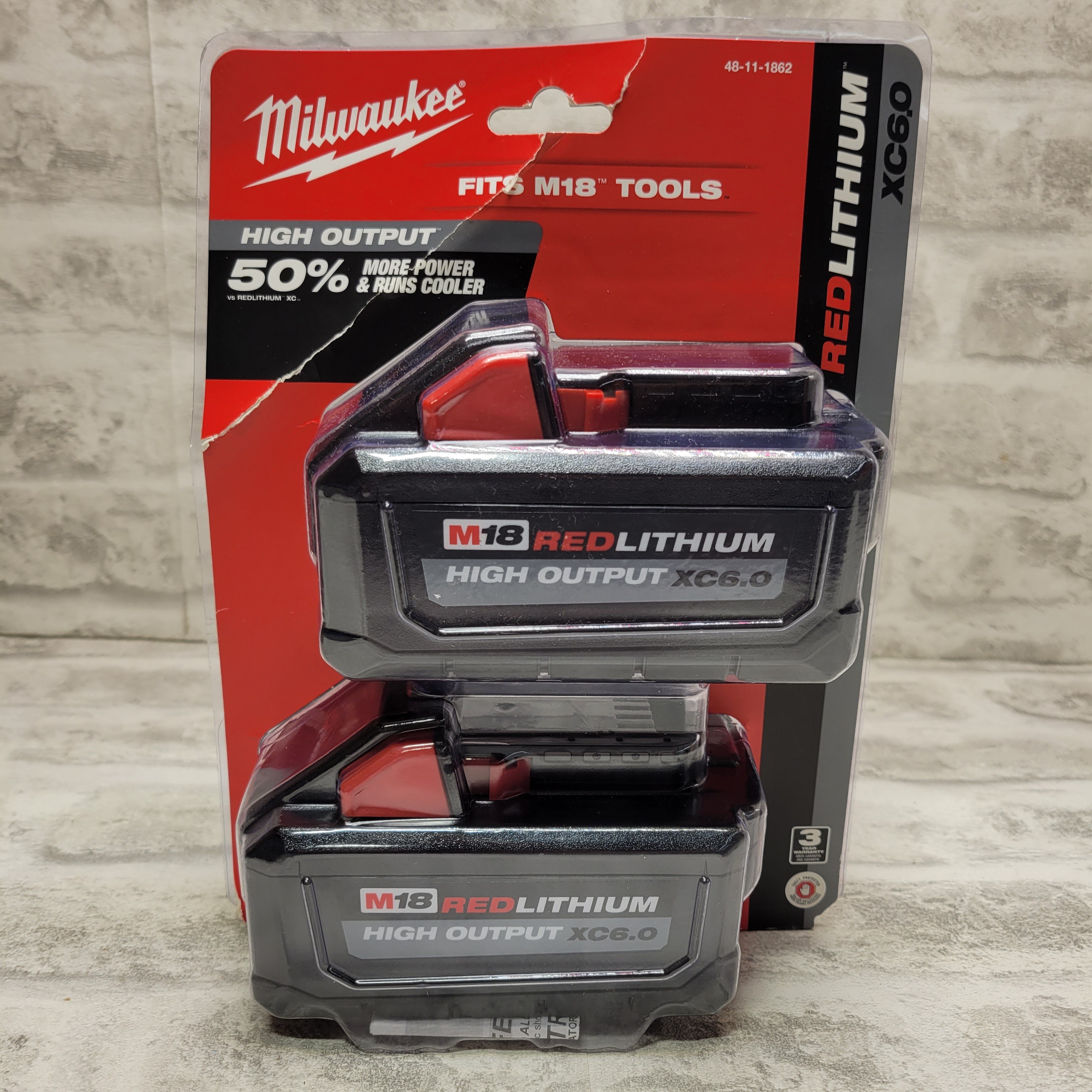 Milwaukee M18 18-Volt Lithium-Ion High Output 6.0Ah Battery Pack (2-Pack) (7712375341294)